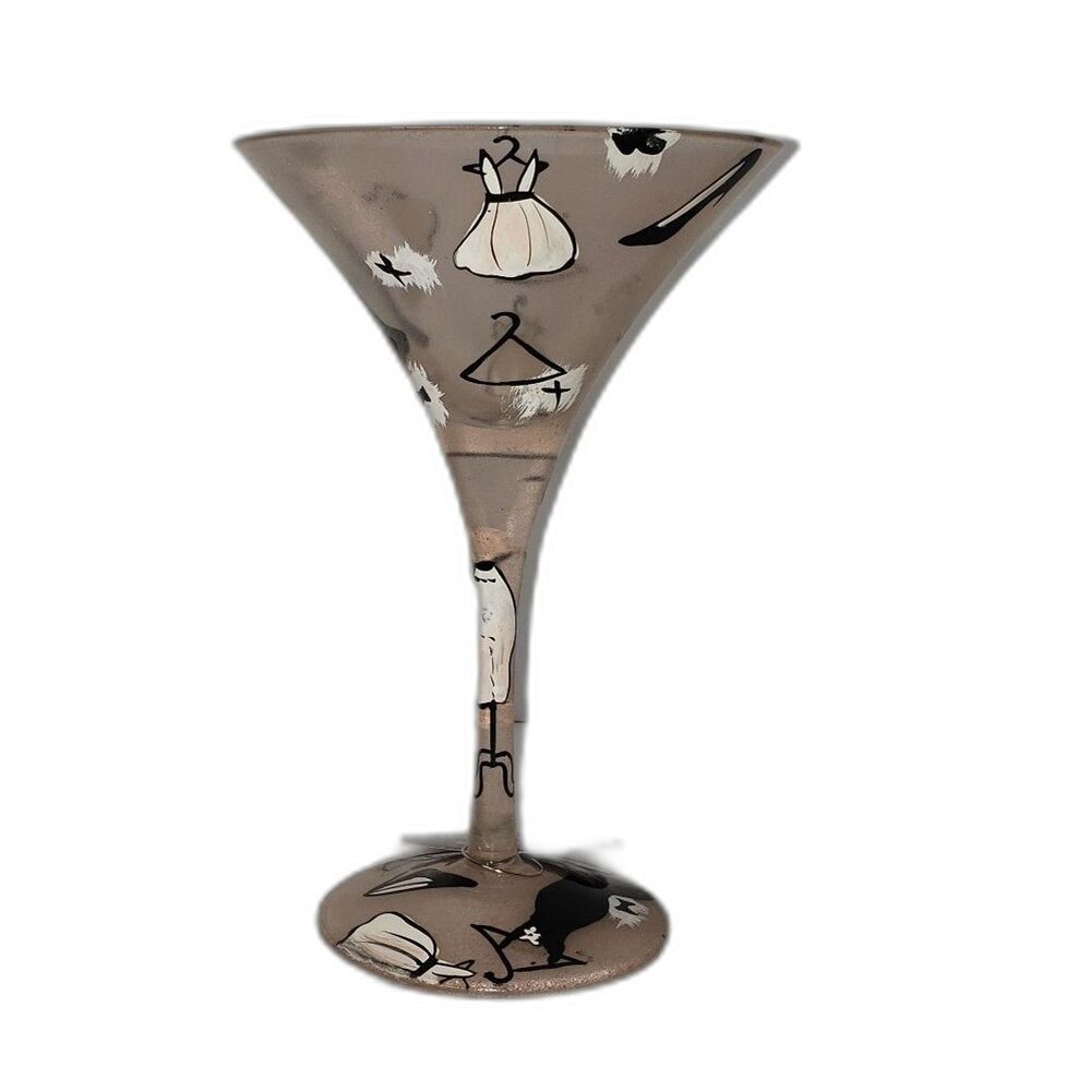 LOLITA Glamour-Tini Hand Painted Frosted Martini Glass with Box